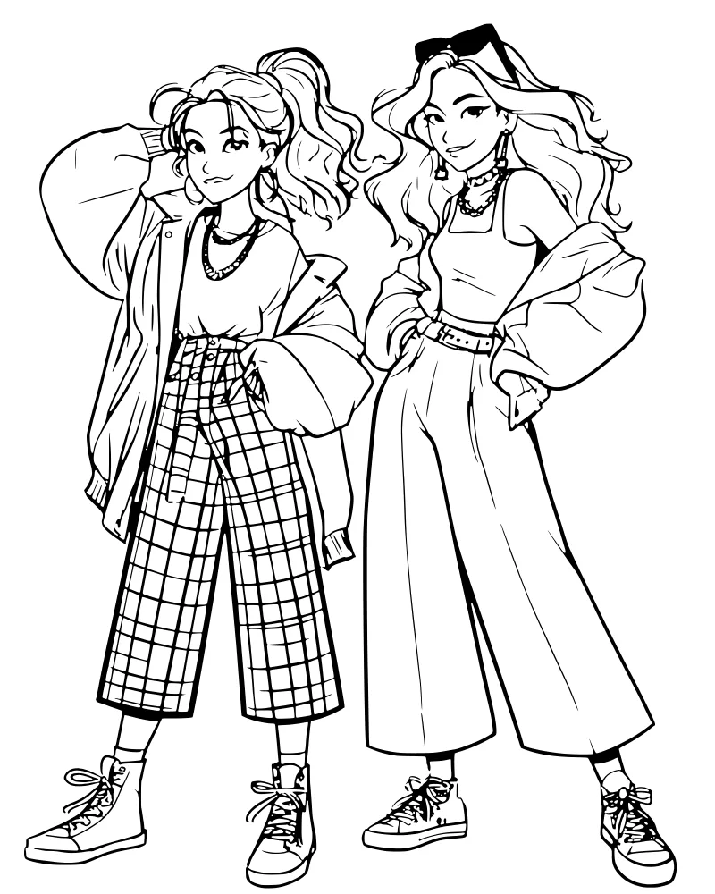 The same illustration converted to a clean vector coloring page